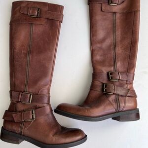 Enzo Angiolini Easaylem Cognac Leather Riding Boot Brown 8.5